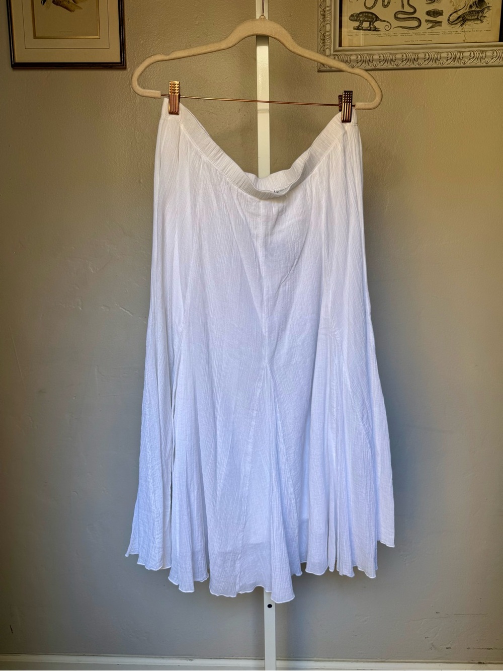 Plus Size Alfred Dunner White Flowing 100% Cotton Maxi Skirt Size 18